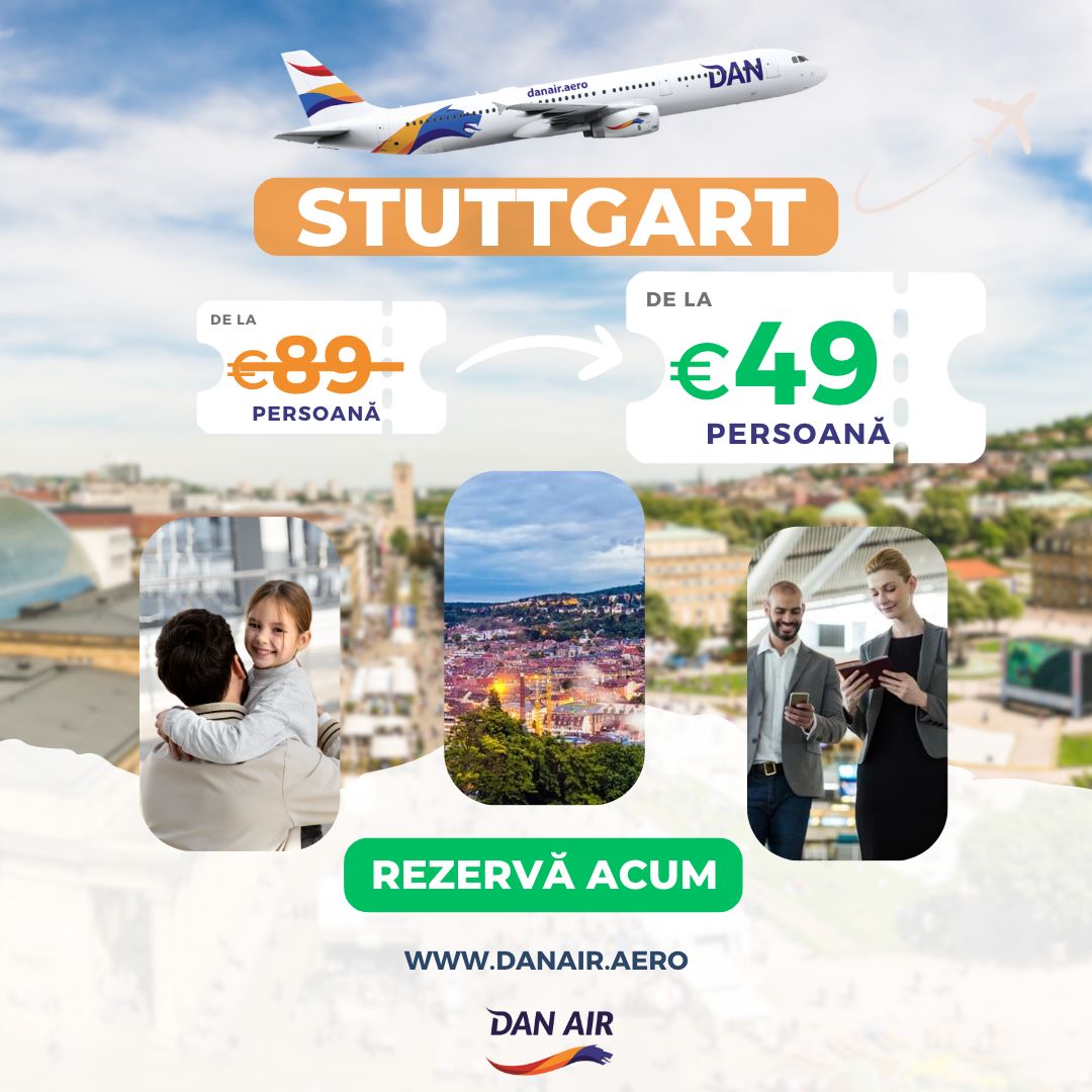 DAN AIR 🛫  În fiecare luni cu DAN AIR de la Brașov la Stuttgart